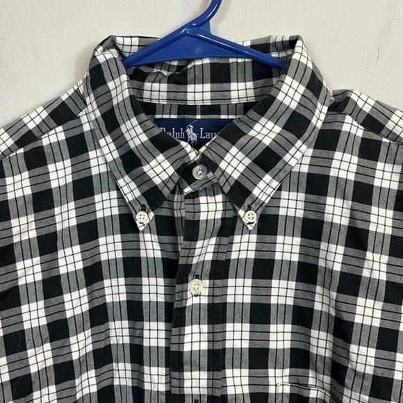 Ralph Lauren black and white checkered long sleeve button down shirt men size L - Picture 2 of 5